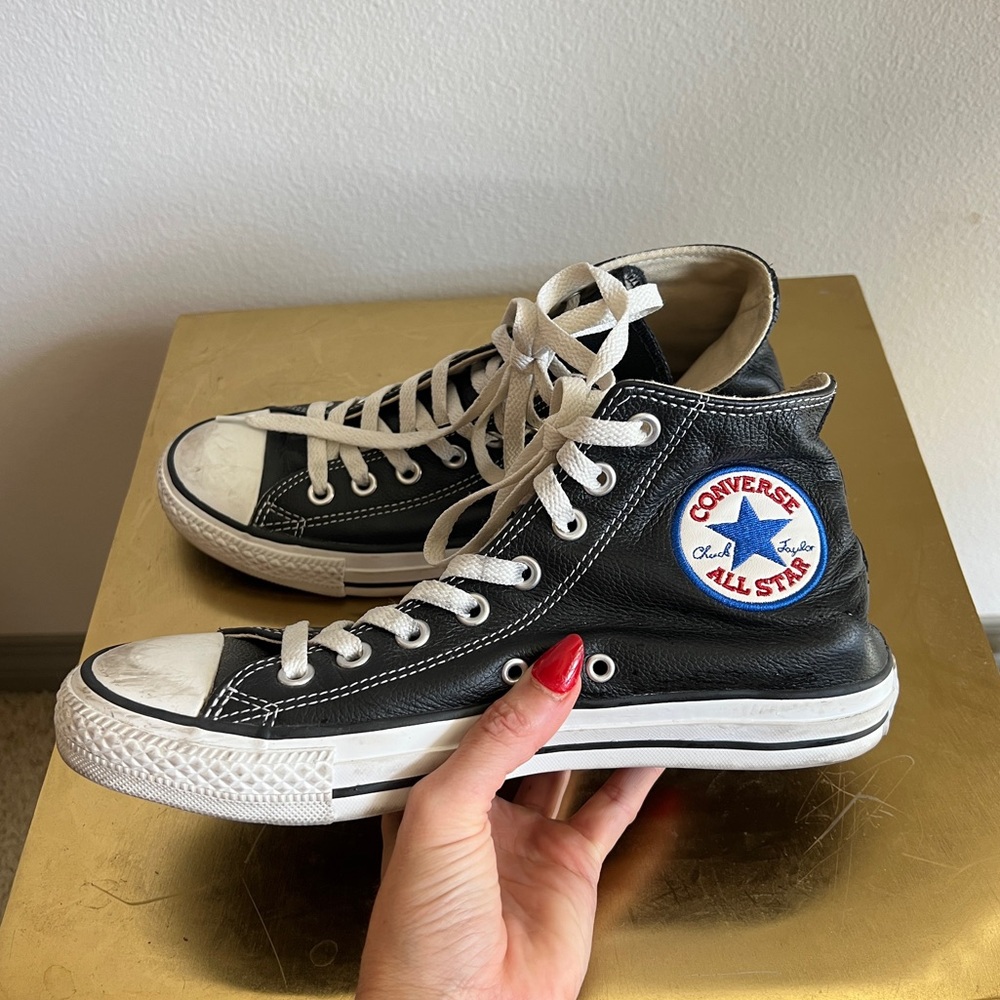 Converse Black Leather High-Top Sneakers 2000s Unisex
